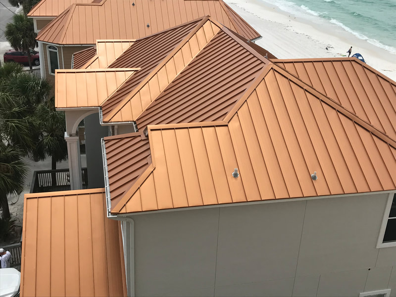 New copper metal roof in Panama City Beach near Thomas Drive
